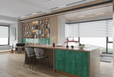 绿色雀眼高光木皮烤漆